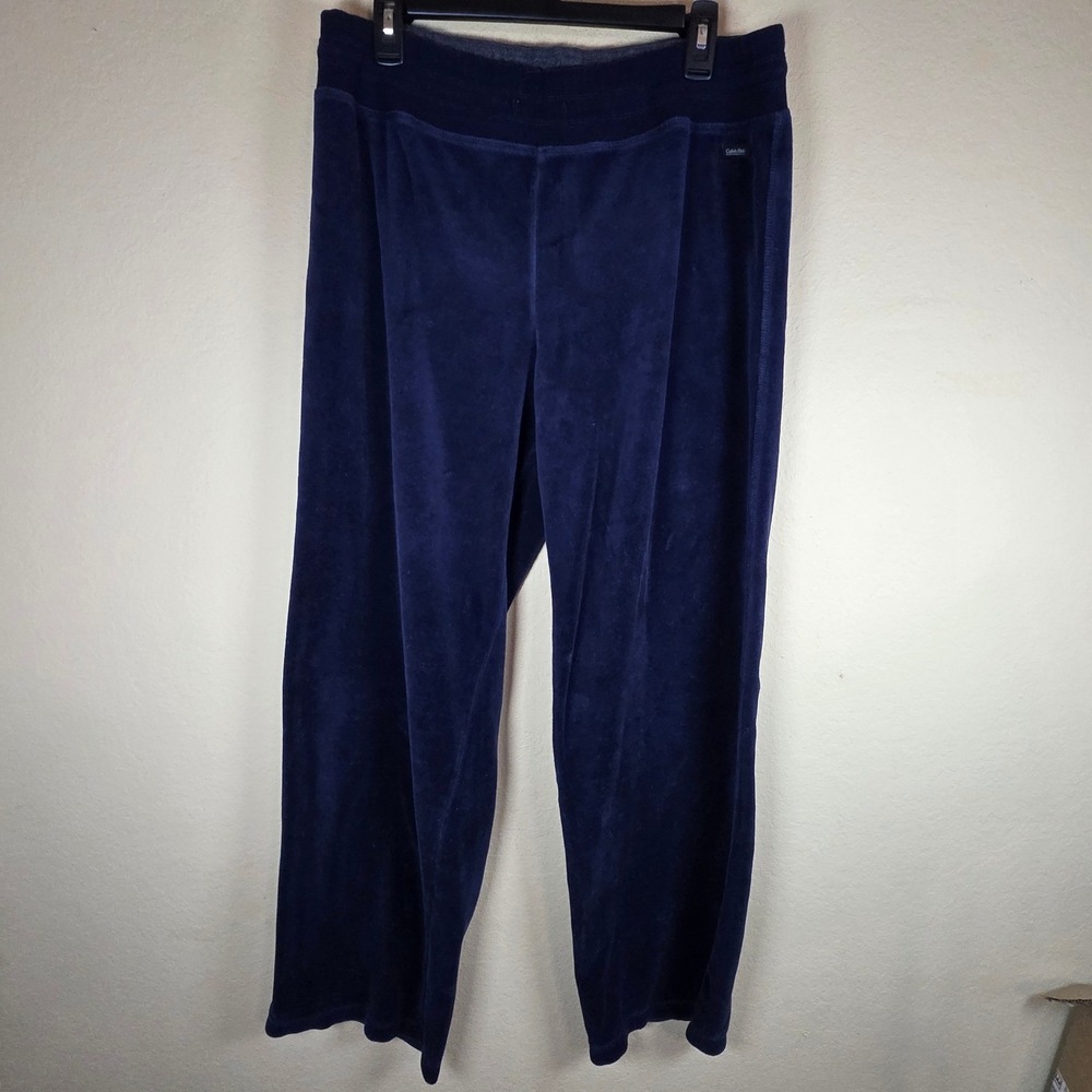 Calvin Klein Performance Navy Blue Velour Velvet Lounge Pants XL Quick Dry